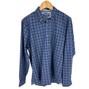 Nickel & Iron Button Down Mens Blue Plaid Long Sleeve Stretch Shirt Size M